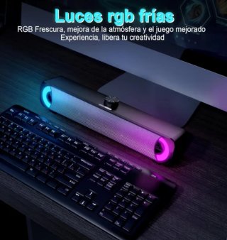 Barra de Sonido Negra con Luces LED