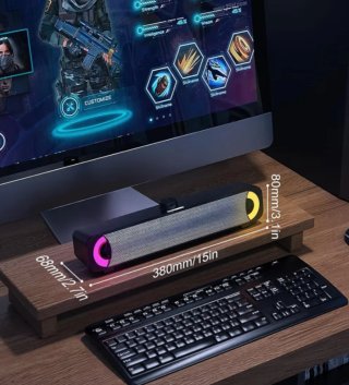 Barra de Sonido Negra con Luces LED