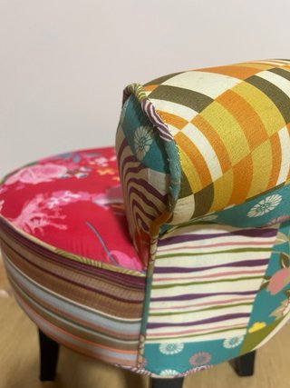 Sillón taburete patchwork vintage