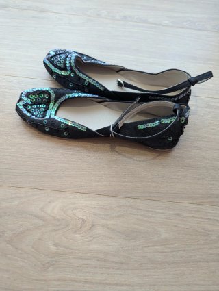 Bailarinas negras con pedrería talla 39
