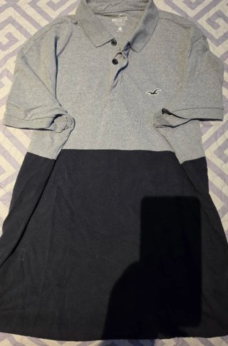 Polo Hollister Gris y Negro Talla M