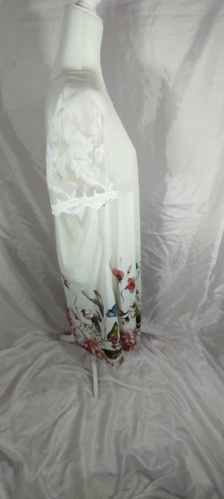 Vestido túnica floral encaje blanco talla única