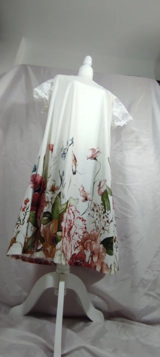 Vestido túnica floral encaje blanco talla única