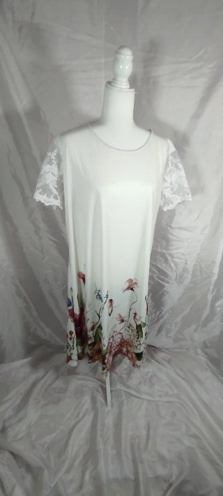 Vestido túnica floral encaje blanco talla única