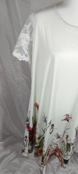 Vestido túnica floral encaje blanco talla única