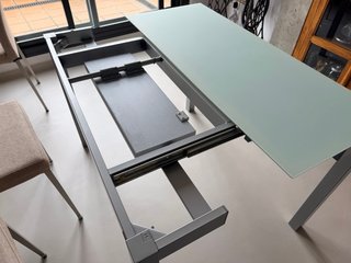 Tavolo da cucina estensibile in vetro bianco opaco 110x45