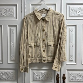 Chaqueta ligera a rayas beige y negra