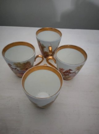 6 Tazze in Porcellana Francese Vintage 6cm