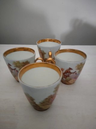 6 Tazze in Porcellana Francese Vintage 6cm
