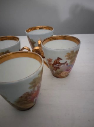6 Tazze in Porcellana Francese Vintage 6cm