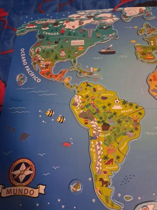 Puzzle Mundo Madera Magnético Educativo