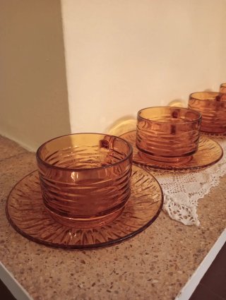 Juego 6 Tazas Cristal Vereco Ámbar