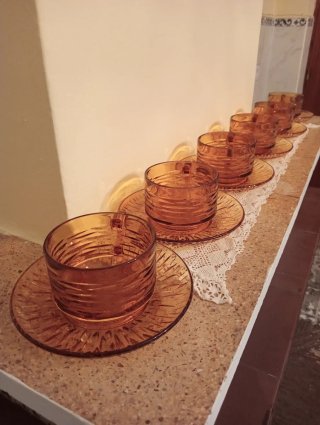 Juego 6 Tazas Cristal Vereco Ámbar