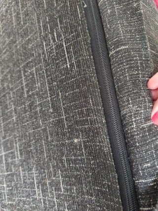 Sofá 3 plazas tela gris y rojo