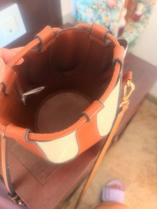Bolso Cubo Piel y Lona