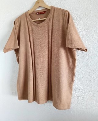 Camiseta punto fino camel talla XL 42 mujer