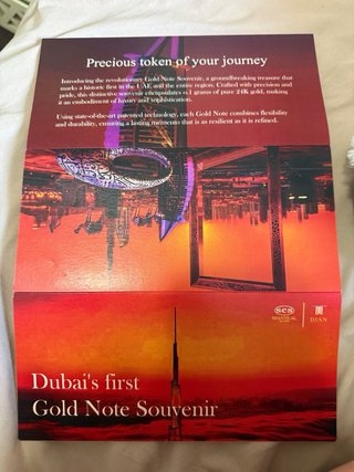 Billete Oro 24K Dubai Edición Limitada