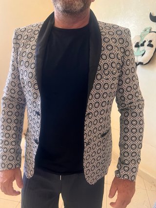 Giacca Meki Uomo Fantasia Cerchi Nero Bianco