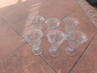6 copas de helado de cristal