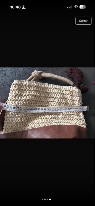 Bolso saco rafia y piel
