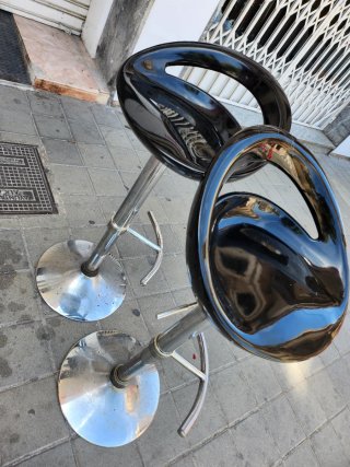 Juego de 2 Sillas de Barra Negras