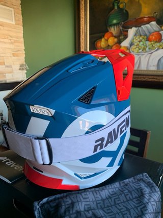 Casco y gafas  Raven Enduro Motocross Azul Rojo