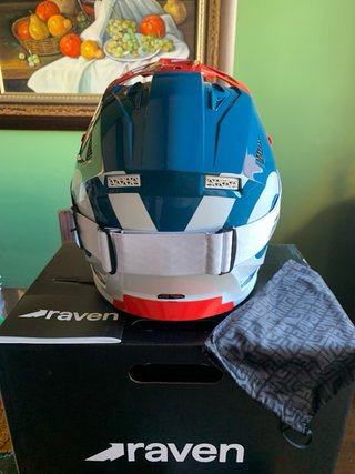 Casco y gafas  Raven Enduro Motocross Azul Rojo