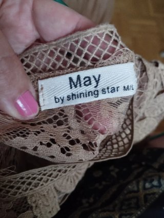 Vestido encaje y tul beige T L May