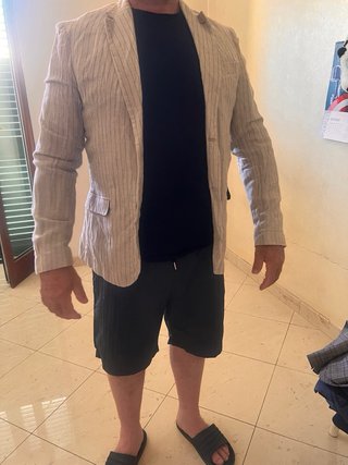 Giacca uomo righe beige