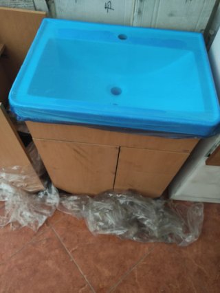 Muebles de baño madera encimera cerámica y cristal