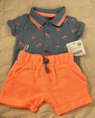 Conjunto polo y shorts bebé palmeras talla 56