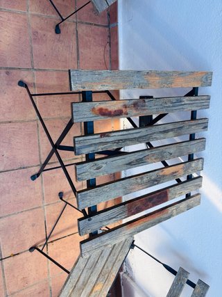 Mesa y 2 Sillas Jardín Madera y Metal