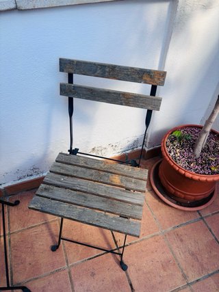 Mesa y 2 Sillas Jardín Madera y Metal