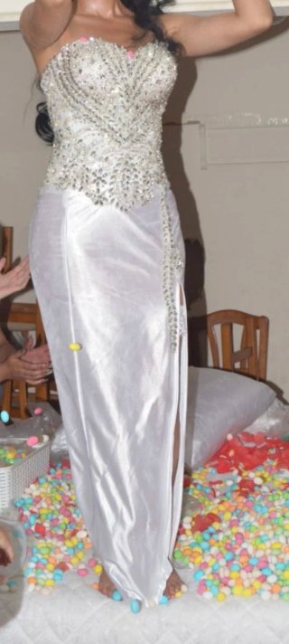 Vestido de Novia Blanco y Plateado