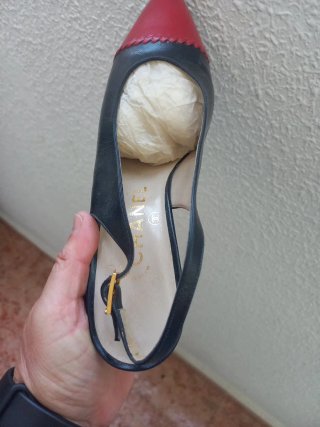 Chanel Zapatos Tacón Negro Rojo