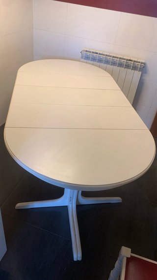 Mesa de cocina extensible blanca