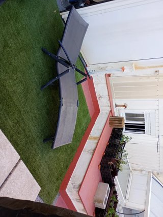 Tumbona plegable de tela y aluminio