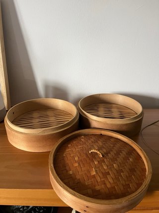 Cesta vapor bambú cocina asiática