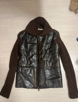 Chaqueta Andamio Marrón Cuero y Punto