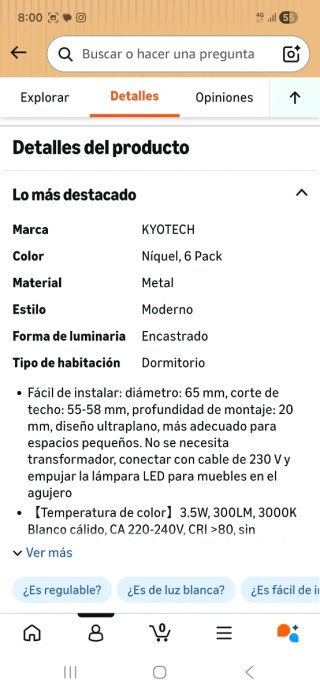 Focos LED empotrables redondos plateados