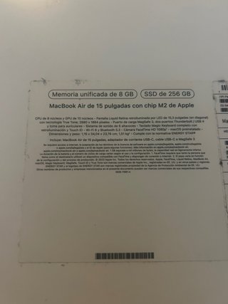 NO NEGOCIABLE MacBook Air 15 M2 8GB RAM 256GB SSD