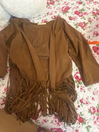 Chaqueta antelina con flecos
