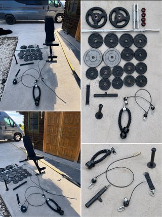 Banco de pesas y accesorios gimnasio