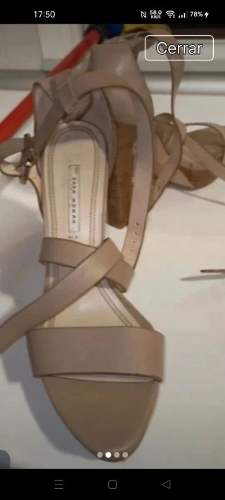 Sandalias Zara Beige Tacón