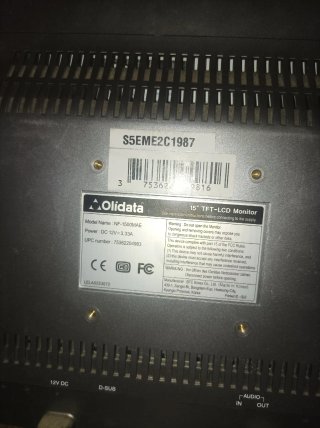 Monitor LCD Olidata PC Argento 15"NF1500MAE