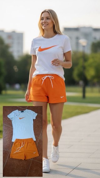 Conjunto Nike Blanco y Naranja