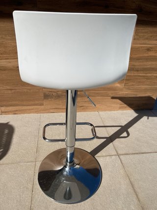 Taburete Alto Cocina Blanco Base Plata