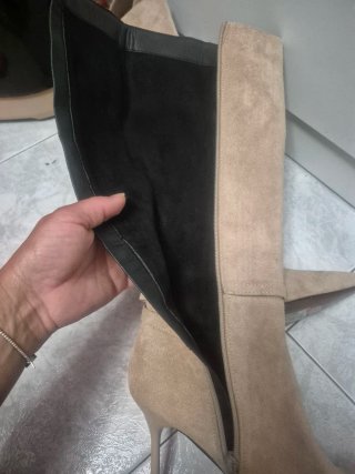 Botas Maripaz Talla 38 Beige Tacón Alto