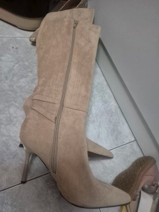 Botas Maripaz Talla 38 Beige Tacón Alto
