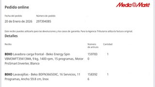 LAVAVAJILLAS BEKO BDFN36650XC 2 meses GARANTIA
